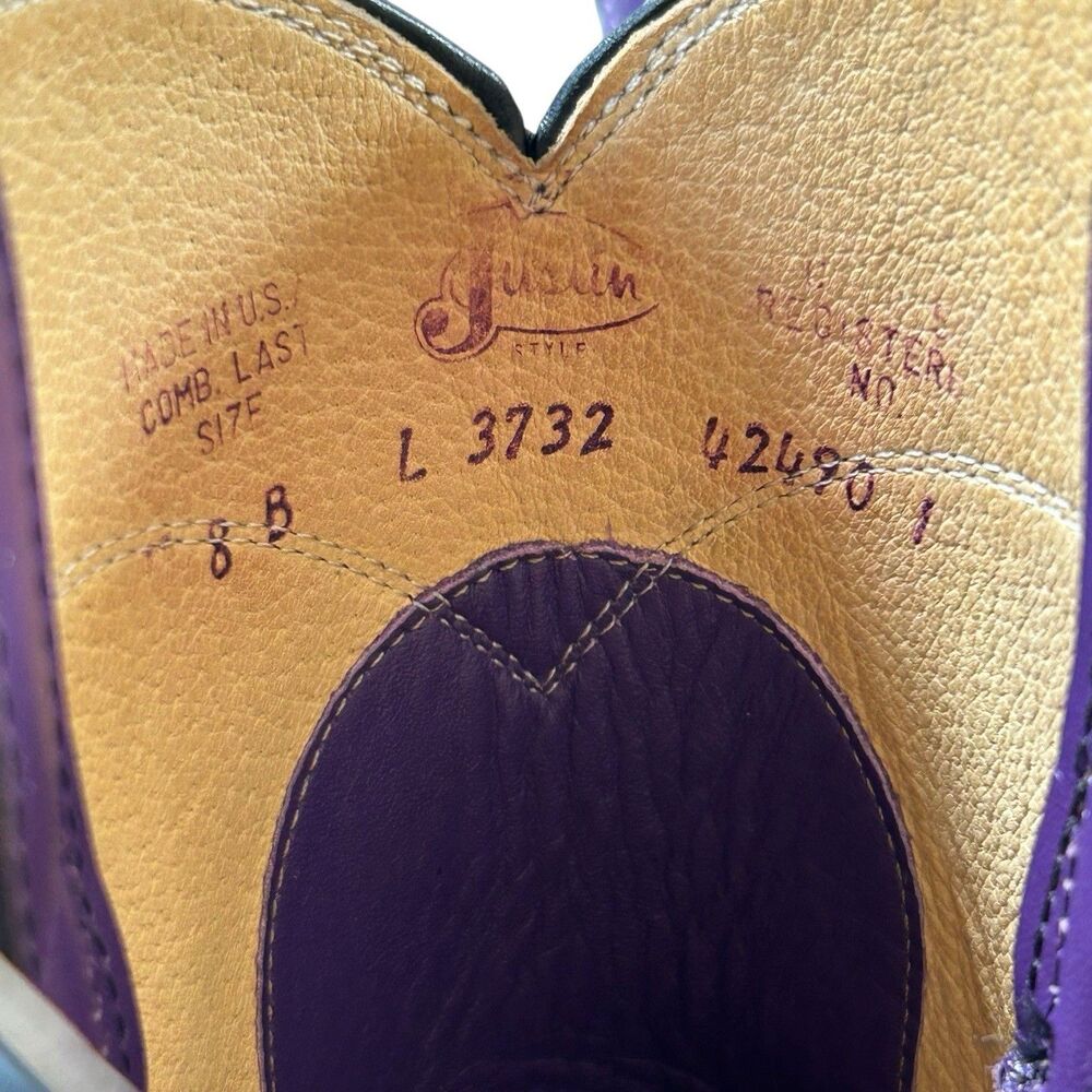 Tracy Byrd & Lee Roy Parnell Signed Justin Roper Purple Boots Vintage 1990s-Sz 8 - Picture 13 of 16